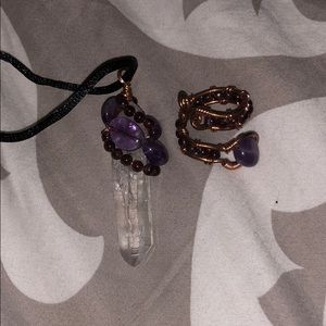 Crystal necklace with matching ring